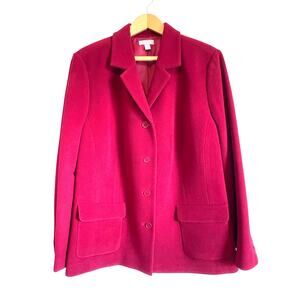 Nordstrom red 100% wool coat pockets collared buttons lined solid Size 20w